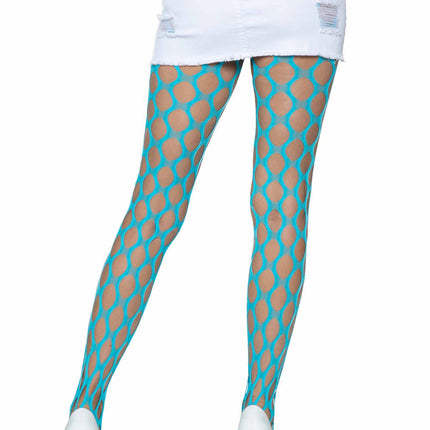 Jumbo Pothole Net Tights - Neon Blue - O/S