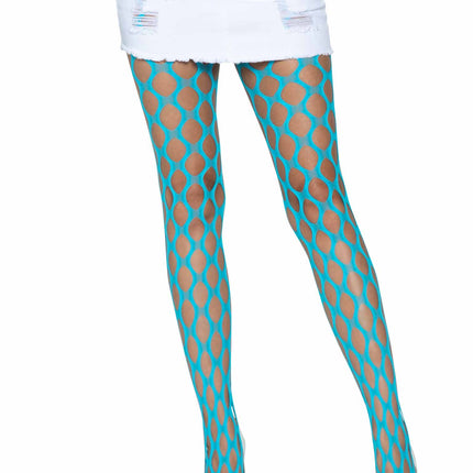 Jumbo Pothole Net Tights - Neon Blue - O/S