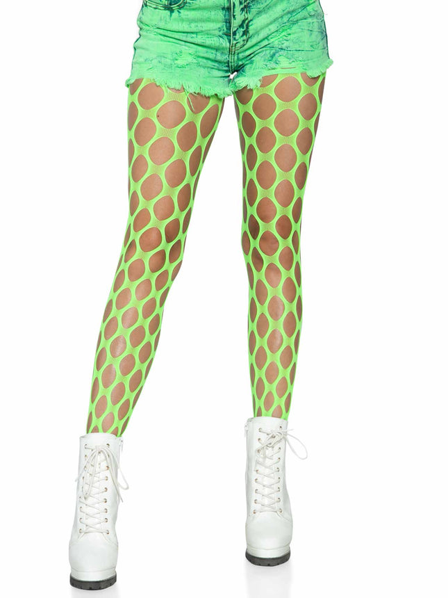 Jumbo Pothole Net Tights - Neon Green - O/S
