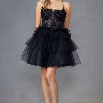 Juliet JT935K Dress Corset Top Tulle Ruffle Cocktail Skirt