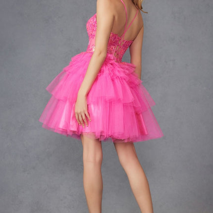 Juliet JT935K Dress Corset Top Tulle Ruffle Cocktail Skirt