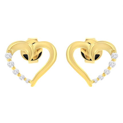 14K Yellow Gold 1/8 Cttw Diamond Journey Heart Hoop Earrings (K-L Color, I1-I2 Clarity)
