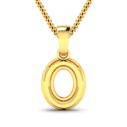 0.18 Carat Genuine White Diamond 14K Yellow Gold Semi Mount Pendant - holds 8x6mm Oval Gemstone