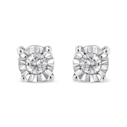 10K Yellow Gold Plated .925 Sterling Silver 1/10 Cttw Round Brilliant-Cut Diamond Miracle-Set Stud Earrings (J-K Color, I3 Clarity)