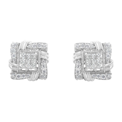 .925 Sterling Silver 1/2 Cttw Round-Cut Diamond Stud Earrings (I-J Color, I1-I2 Clarity)