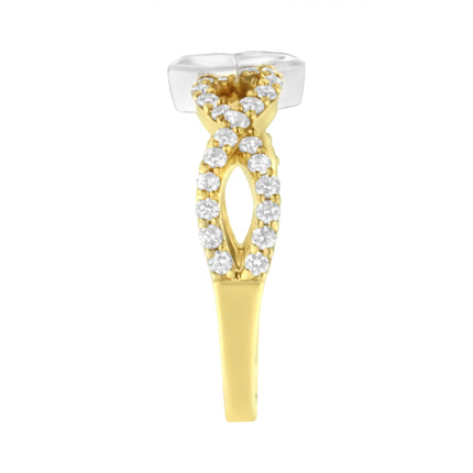 10K Two Tone Color 5/8 Cttw Diamond Kite and Twist Shank Ring (H-I Color,SI2-I1 Clarity)