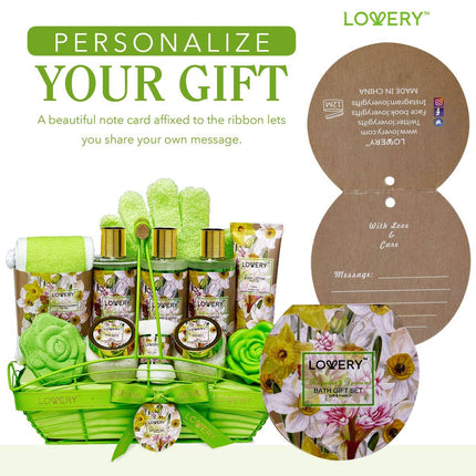Home Spa Gift Baskets - Magnolia & Jasmine - 13pc Bath set