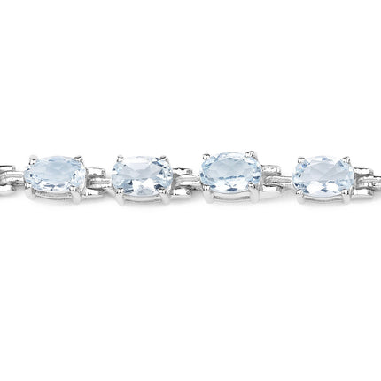 8.80 Carat Genuine Aquamarine .925 Sterling Silver Bracelet