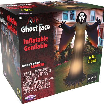 6 FT Ghost Face Lawn Light Up Inflatable