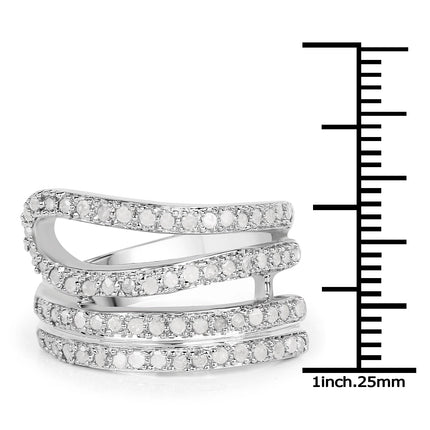 0.83 Carat Genuine White Diamond .925 Sterling Silver Ring