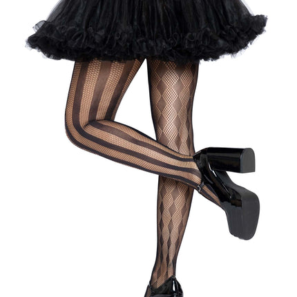 Harlequin Net Tights - Black - O/S