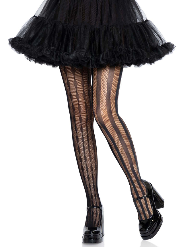 Harlequin Net Tights - Black - O/S