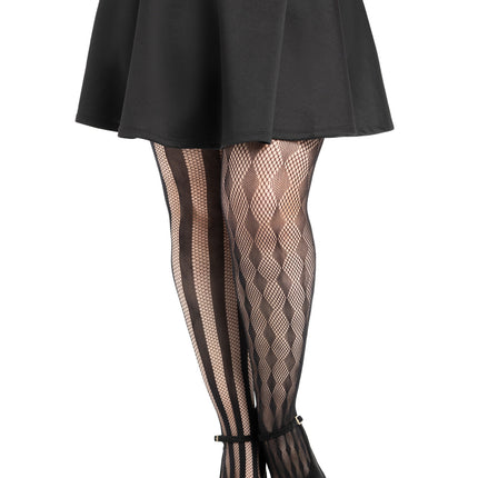 Harlequin Net Tights - Black - 1X-2X