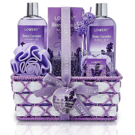 Bath And Body Gift  Set - Honey Lavender with Oil Diffuser