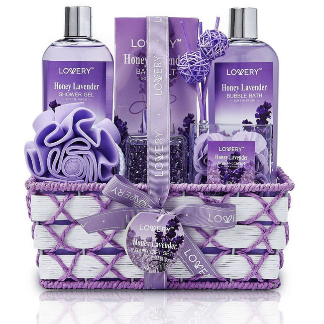 Bath And Body Gift  Set - Honey Lavender with Oil Diffuser