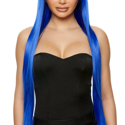 Blue Straight Wig with Bangs