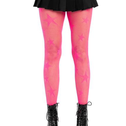 Star Net Tights - Neon Pink - O/S