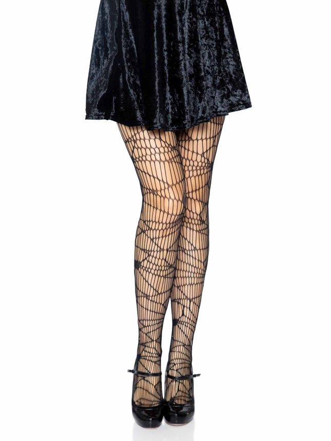 Distressed Net Tights - Black - O/S
