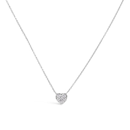 14K White Gold 1/4 Cttw Diamond Composite Heart Pendant Necklace - 18" Inches