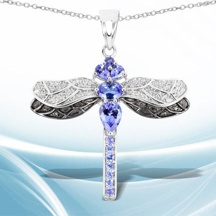 1.93 Carat Genuine Tanzanite and White Topaz .925 Sterling Silver Pendant