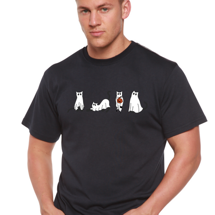 Halloween Cats Men's Bamboo Viscose/Organic Cotton Short Sleeve Graphic T-Shirt