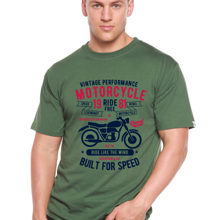 Motorcycle Ride Free Men's Bamboo Viscose/Organic Cotton Short Sleeve Graphic T-Shirt