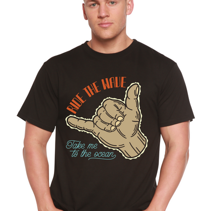 Ride The Wave Men's Bamboo Viscose/Organic Cotton Short Sleeve Graphic T-Shirt