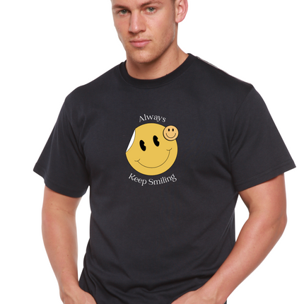 Always Keep Smiling Men's Bamboo Viscose/Organic Cotton Short Sleeve Graphic T-Shirt