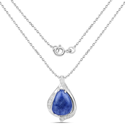 2.39 Carat Genuine Blue Aventurine and White Topaz .925 Sterling Silver Pendant