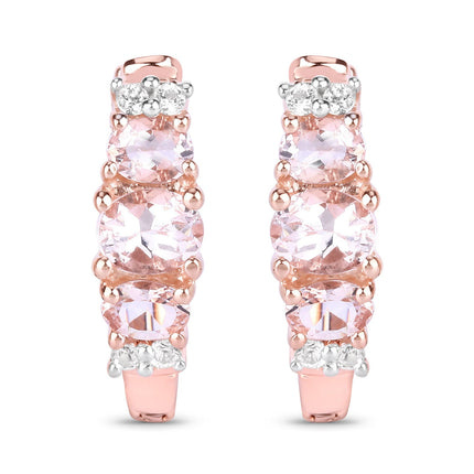 1.32 Carat Genuine Morganite and White Topaz .925 Sterling Silver Earrings