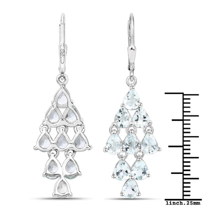 3.96 Carat Genuine Aquamarine .925 Sterling Silver Earrings