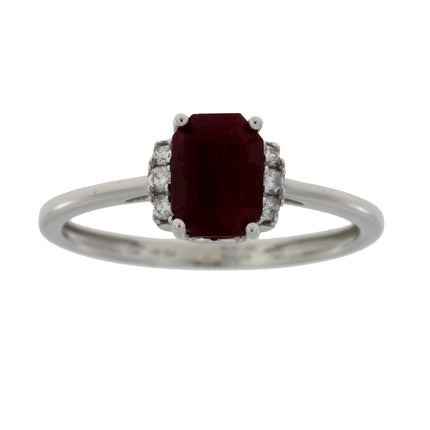 Genuine 1.38ct Ruby Diamond Ring 14KT White Gold