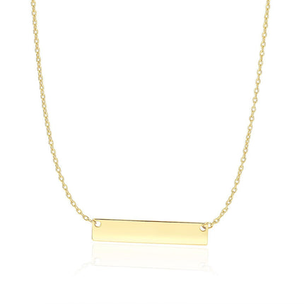 14k Yellow Gold Smooth Flat Horizontal Bar Style Necklace
