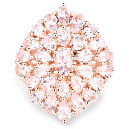 18K Rose Gold Plated 4.55 Carat Genuine Morganite .925 Sterling Silver Ring