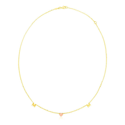 14k Yellow and Rose Gold Mom Necklace