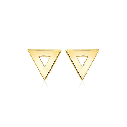 14k Yellow Gold Polished Open Triangle Post Earrings