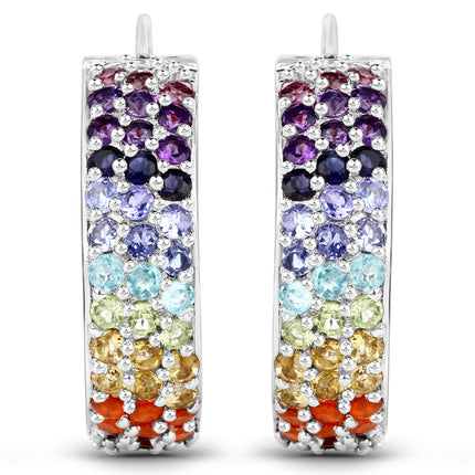 8.79 Carat Genuine Multi Stones .925 Sterling Silver Earrings
