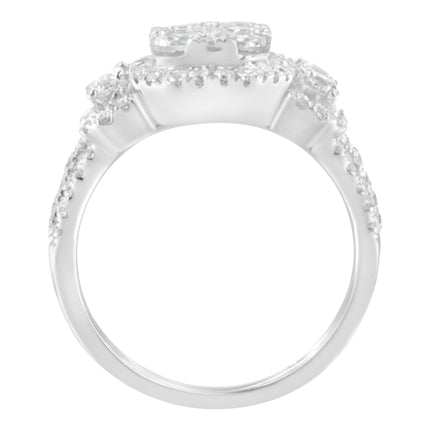 14K White Gold 2 1/4 Cttw Diamond Cocktail Cluster Ring (G-H Color, SI2-I1 Clarity) - Size 7