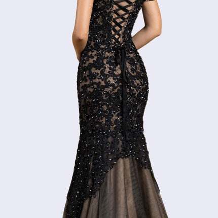 Cinderella Divine A0401 Off-Shoulder Mermaid Dress Lace Overlay Tulle Skirt