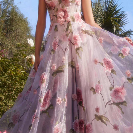 Andrea & Leo A1035 Strapless Organza Ball Gown Floral Print