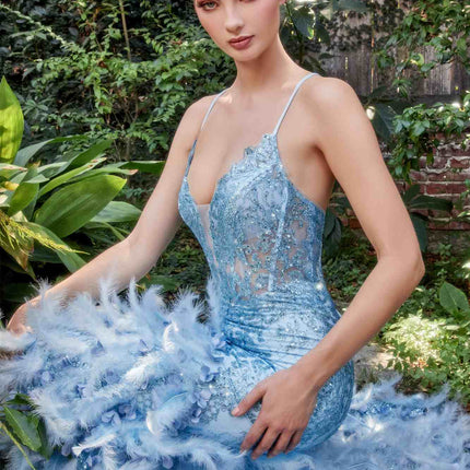Andrea & Leo A1116 Floor Length Feathered Mermaid Gown