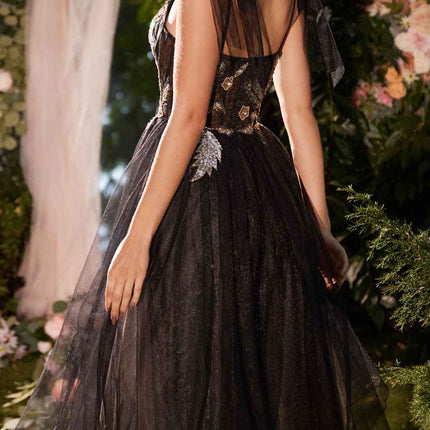 Andrea & Leo A1227 Black Tea Length A-Line Tulle Dress