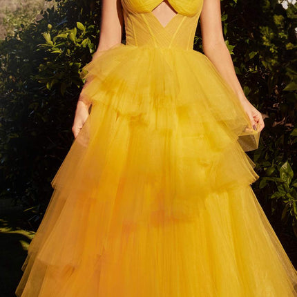 Andrea & Leo A1238 Long Keyhole Bodice Tiered Ruffled Ball Gown
