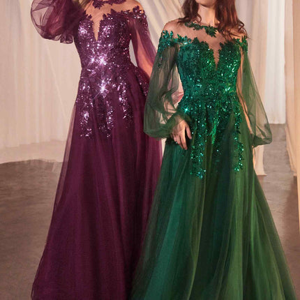 Andrea & Leo A1263 Long Sleeve A-Line Tulle & Lace Gown