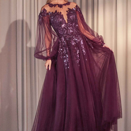 Andrea & Leo A1263 Long Sleeve A-Line Tulle & Lace Gown