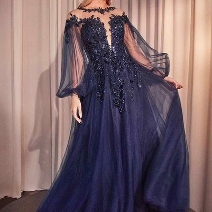 Andrea & Leo A1263 Long Sleeve A-Line Tulle & Lace Gown