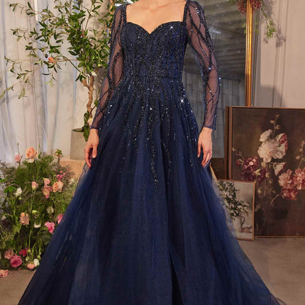 Andrea & Leo A1367 Dress Sequin Embellished Long Sleeve A-Line Gown