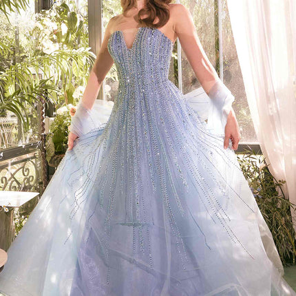 Andrea & Leo A1369 Dress Strapless A-Line Ombre Beaded Gown