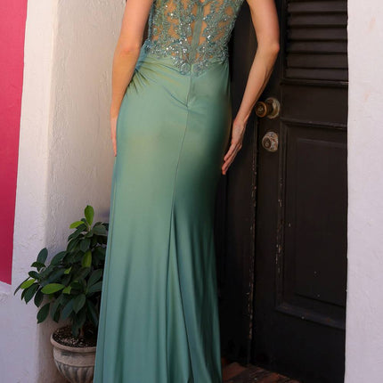Nox Anabel A1373 Long Off the Shoulder Embroidered Bodice Satin Gown