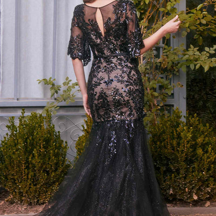 Andrea & Leo A1377 Dress Floral Motif Sequin Mermaid Gown